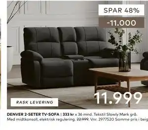Skeidar DENVER 2-SETER TV-SOFA tilbud