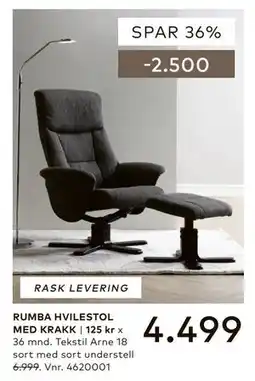Skeidar RUMBA HVILESTOL MED KRAKK tilbud