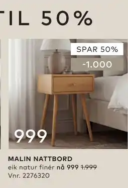Skeidar MALIN NATTBORD tilbud