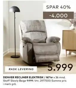 Skeidar DENVER RECLINER ELEKTRISK tilbud