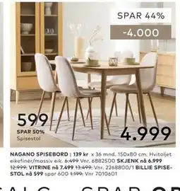 Skeidar NAGANO SPISEBORD tilbud