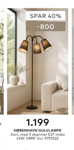 Skeidar KØBENHAVN GULVLAMPE tilbud