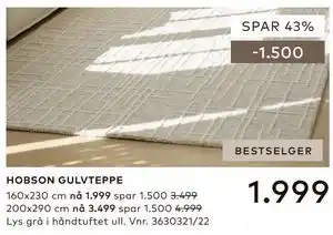 Skeidar HOBSON GULVTEPPE tilbud