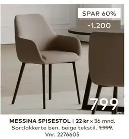 Skeidar MESSINA SPISESTOL tilbud