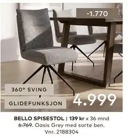 Skeidar BELLO SPISESTOL tilbud