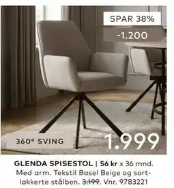 Skeidar GLENDA SPISESTOL tilbud