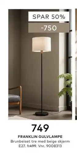 Skeidar FRANKLIN GULVLAMPE tilbud