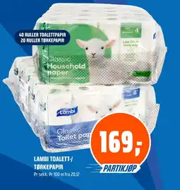 Coop Obs LAMBI TOALETT-/ TØRKEPAPIR tilbud