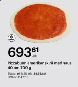 Storcash Pizzabunn amerikansk rå med saus tilbud