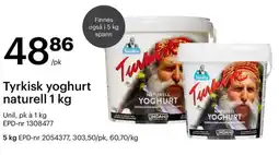 Storcash Unil Tyrkisk yoghurt naturell 1 kg tilbud