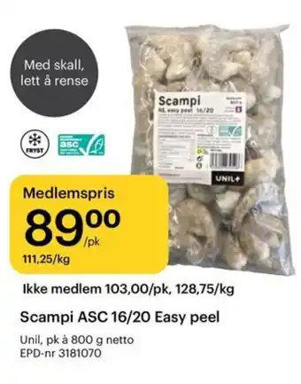Unil Scampi ASC 16/20 Easy peel