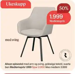 Møbelringen Alison spisestol tilbud
