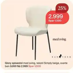 Møbelringen Glory spisestol tilbud