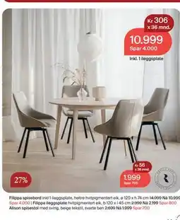 Møbelringen Filippa spisebord tilbud