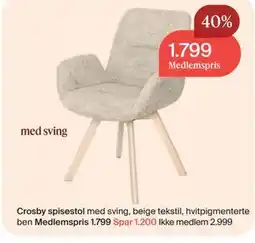 Møbelringen Crosby spisestol tilbud