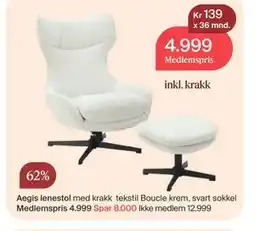 Møbelringen Aegis lenestol tilbud
