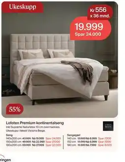 Møbelringen Lofoten Premium kontinentalseng tilbud