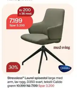 Møbelringen Stressless Laurel spisestol large med arm, lav rygg tilbud