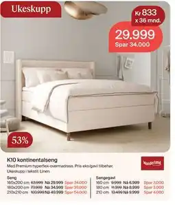 Møbelringen K10 kontinentalseng tilbud
