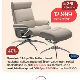 Møbelringen Stressless Tokyo Star hvilestol tilbud