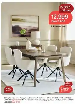 Møbelringen Bari spisebord tilbud