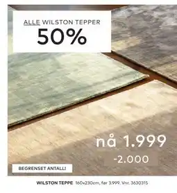 Skeidar ALLE WILSTON TEPPER tilbud