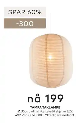 Skeidar TAMPA TAKLAMPE tilbud