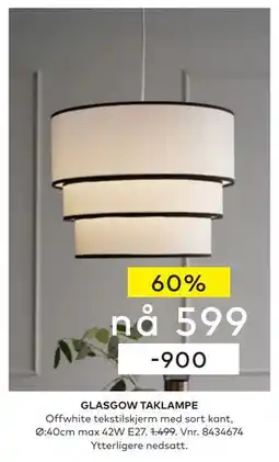 Skeidar GLASGOW TAKLAMPE tilbud