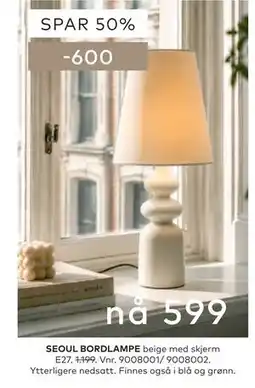 Skeidar SEOUL BORDLAMPE tilbud