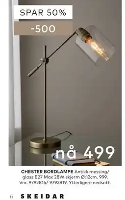 Skeidar CHESTER BORDLAMPE tilbud