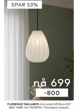 Skeidar FLORENCE TAKLAMPE tilbud