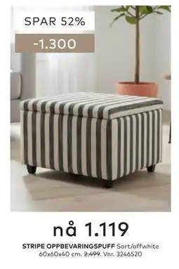Skeidar STRIPE OPPBEVARINGSPUFF tilbud