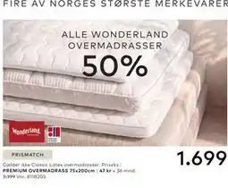 Skeidar ALLE WONDERLAND OVERMADRASSER tilbud