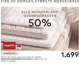 Skeidar ALLE WONDERLAND OVERMADRASSER tilbud