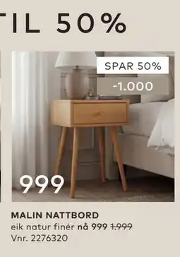 Skeidar MALIN NATTBORD tilbud