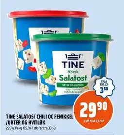 Coop Obs Tine salatost chili og fenikkel /urter og hvitløk tilbud