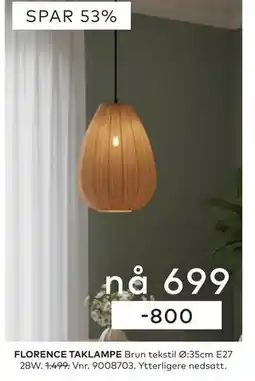 Skeidar FLORENCE TAKLAMPE tilbud