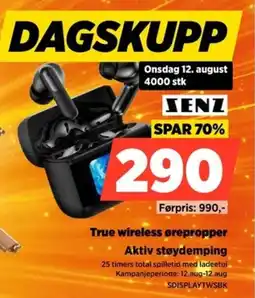 POWER Senz True wireless ørepropper Aktiv støydemping tilbud