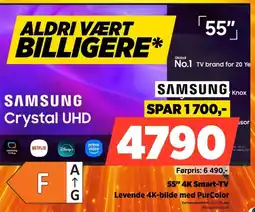 POWER Samsung 55" 4K Smart-TV Levende 4K-bilde med PurColor tilbud