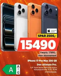 POWER Authorized Reseller iPhone 17 Pro Max 256 GB Den ultimate Pro. tilbud