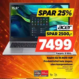 POWER Acer Aspire Go 15 AG15-42P Produktivitet hele dagen, uten kompromisser tilbud