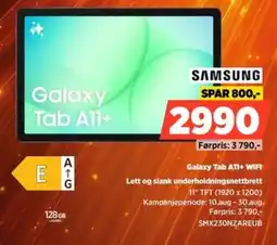 POWER Samsung Galaxy Tab A11+ WIFI Lett og slank underholdningsnettbrett tilbud