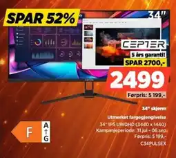 POWER Cepter 34" skjerm Utmerket fargegjengivelse tilbud