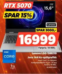POWER Lenovo LOQ 15IRX10 Jevn 144 Hz-spillgrafikk tilbud