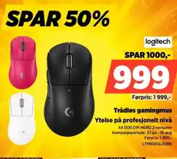 POWER Logitech Trådløs gamingmus Ytelse på profesjonelt nivå tilbud