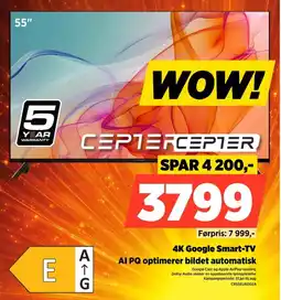 POWER Cepter 4K Google Smart-TV AI PQ optimerer bildet automatisk tilbud