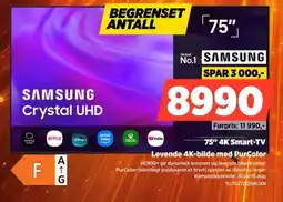 POWER Samsung 75" 4K Smart-TV Levende 4K-bilde med PurColor tilbud