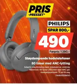 POWER Philips Støydempende hodetelefoner 80 timer med ANC-lytting tilbud