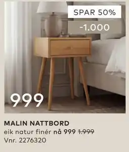 Skeidar MALIN NATTBORD tilbud