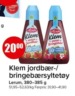 Spar Klem jordbær-/bringebærsyltetøy tilbud